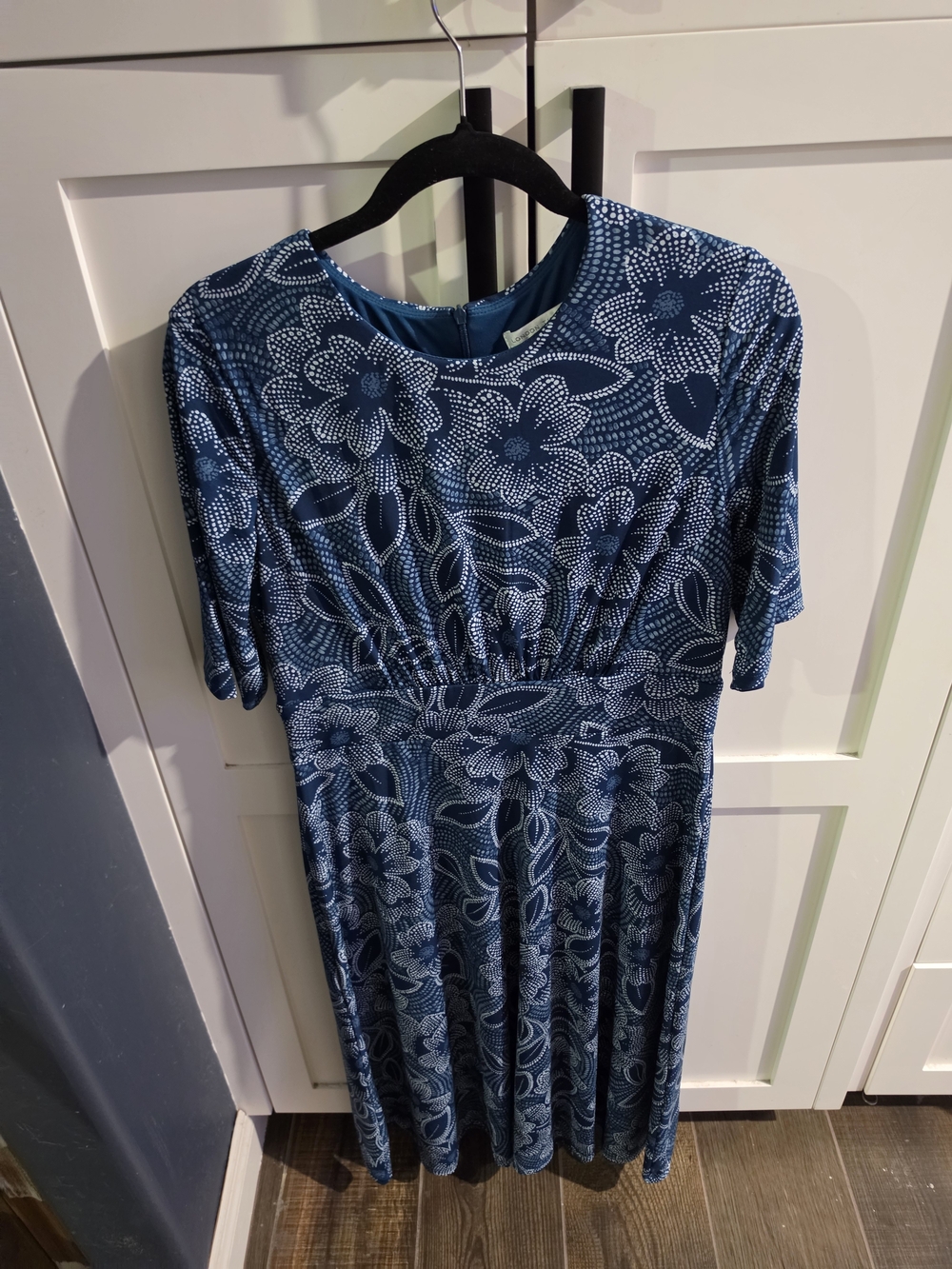 London Times Navy Blue Floral Midi Dress